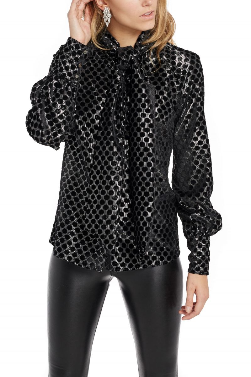 Silk Blouse with Velvet Dots