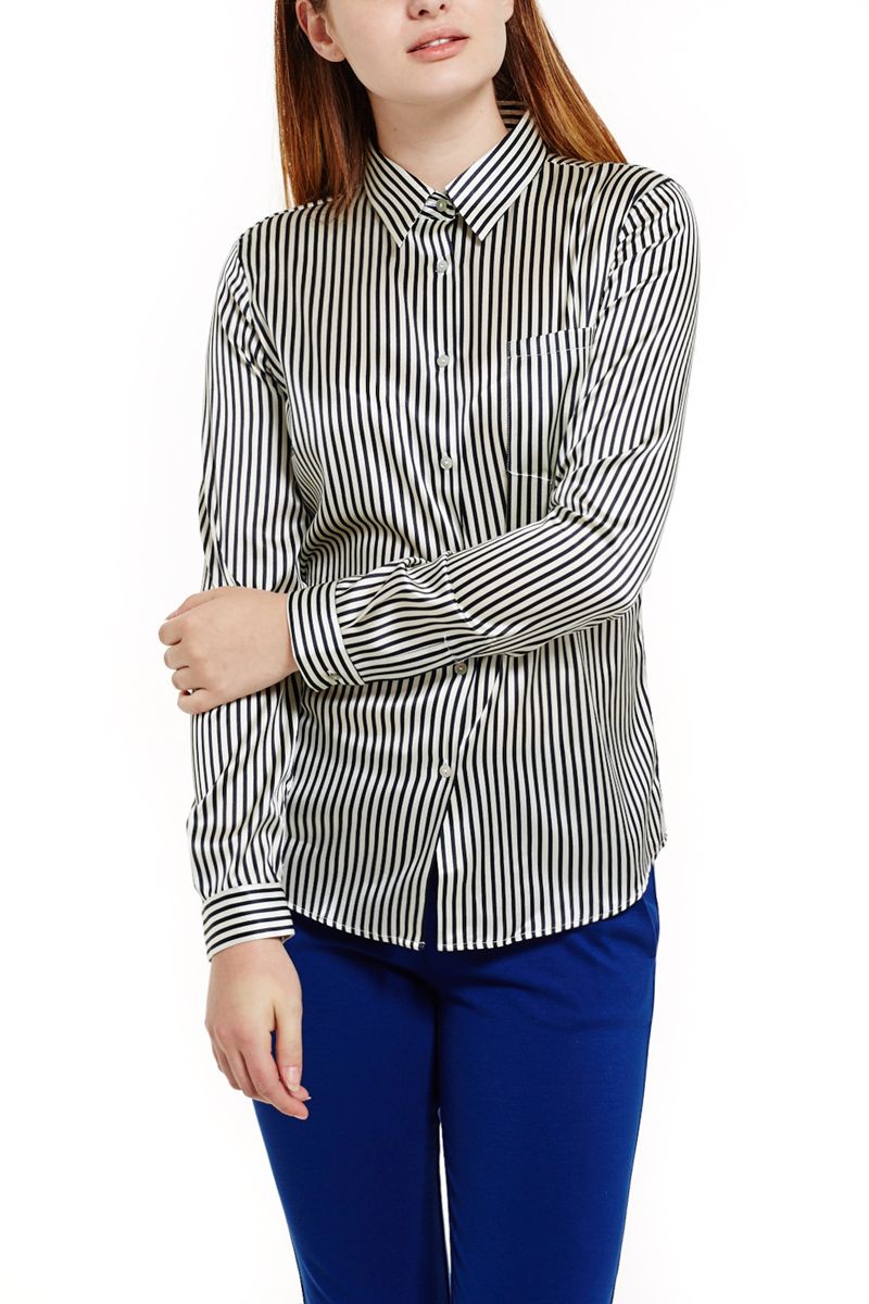 Pinstripe Silk Blouse