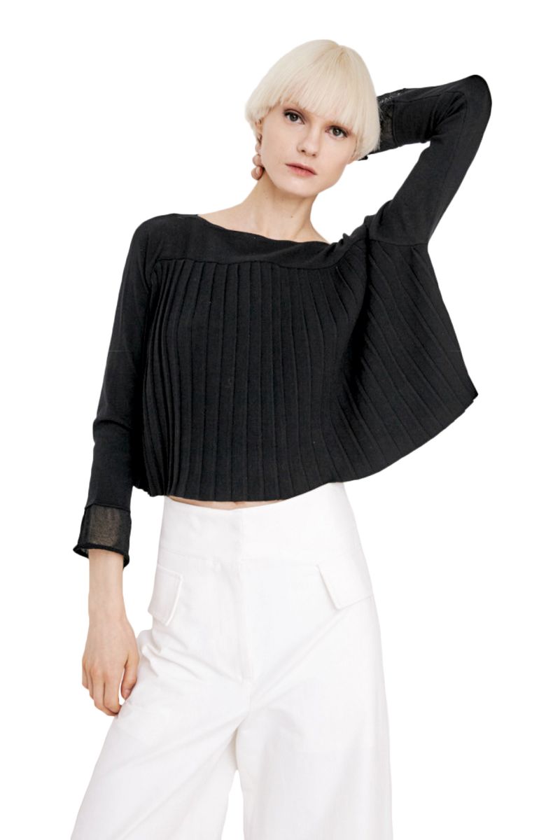 Pleated Knit Blouse