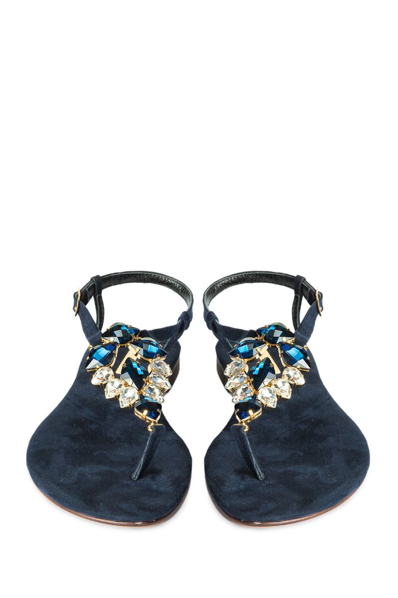 Crystal Embellished Sandal with Suede Sole