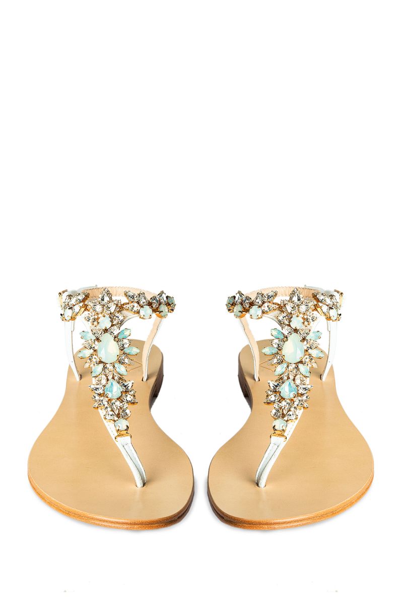 Crystal Embellished Sandal with Gold Detail