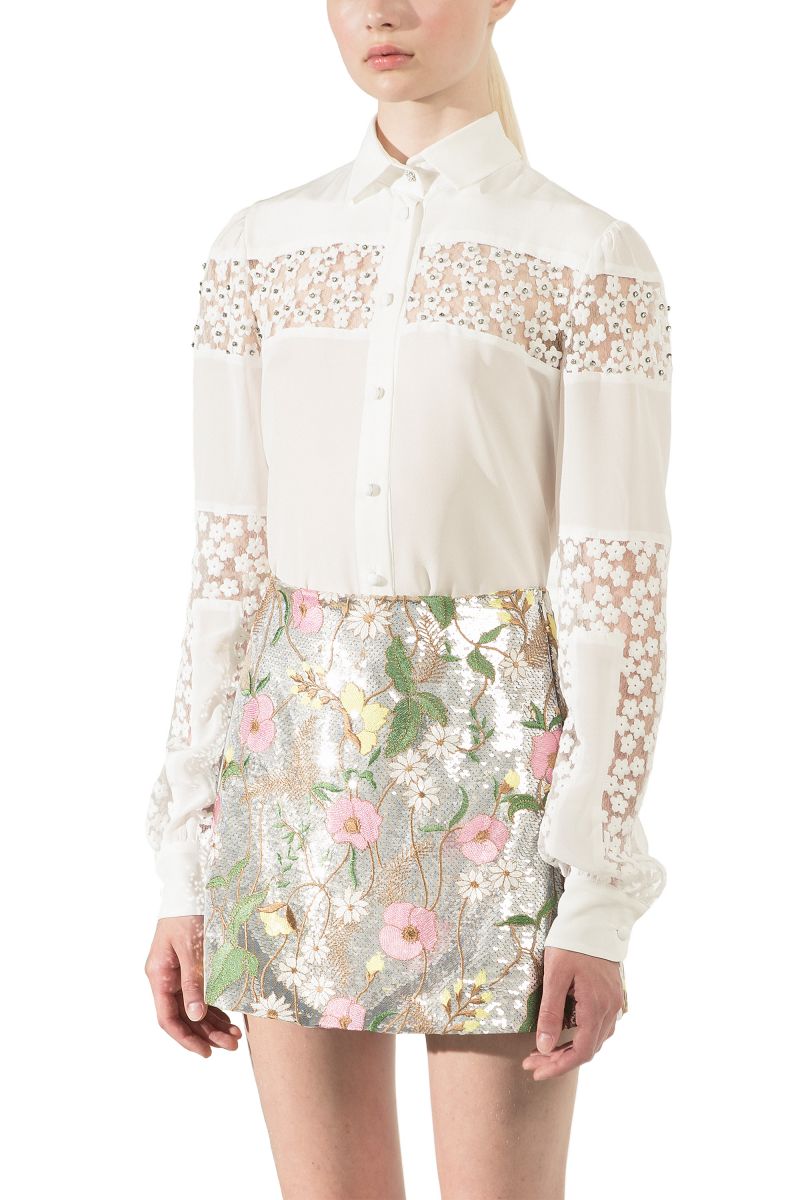 Floral Sequin Mini Skirt 