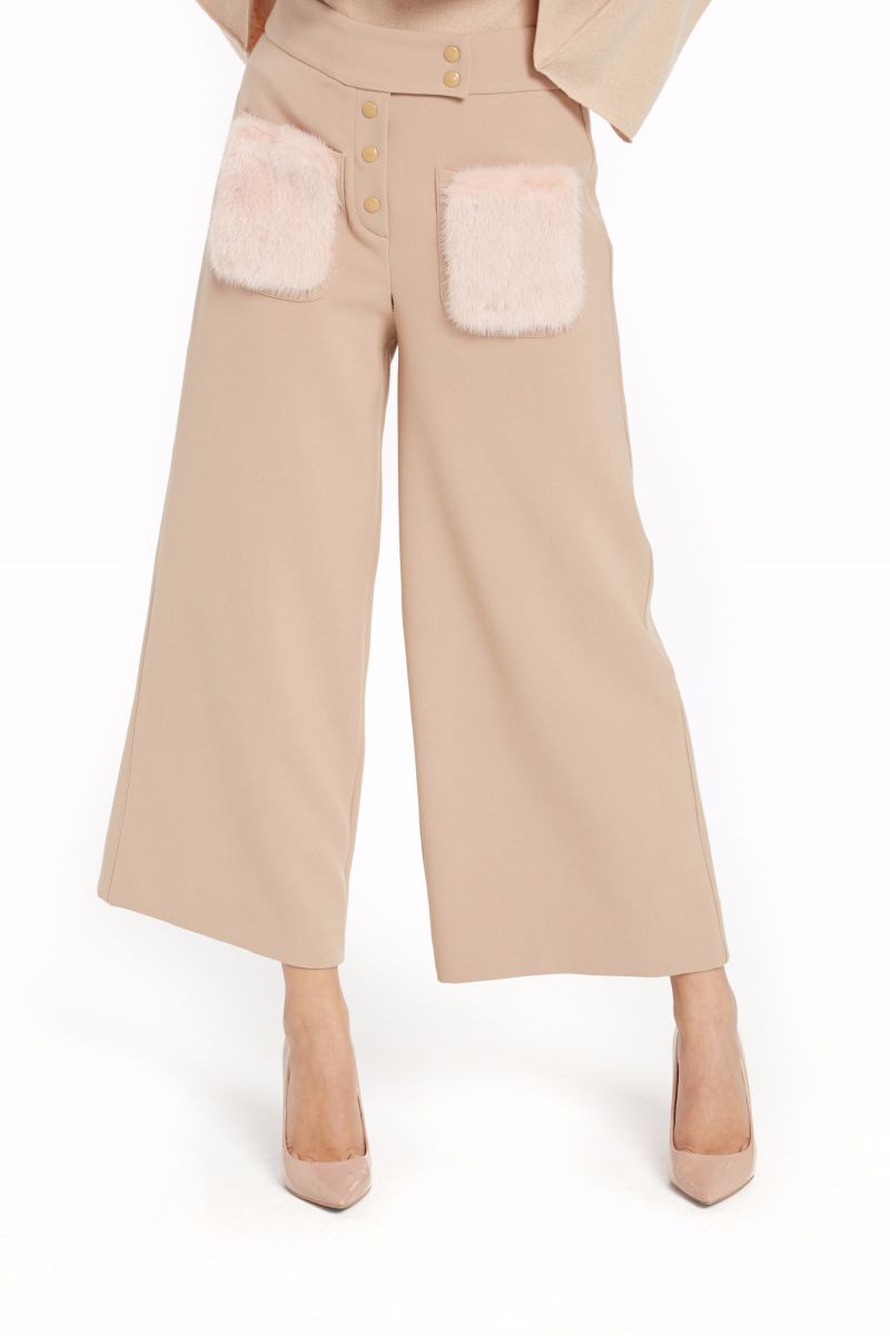 Pants with Mink Fur Pockets