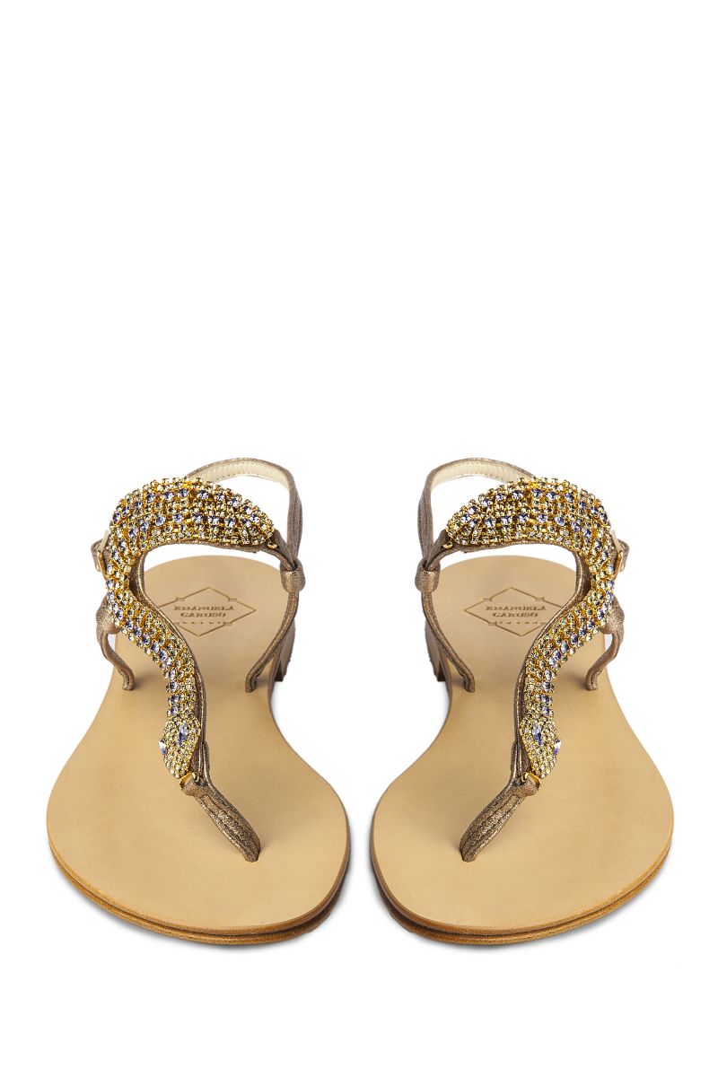 Crystal Embellished Sandal with Snake