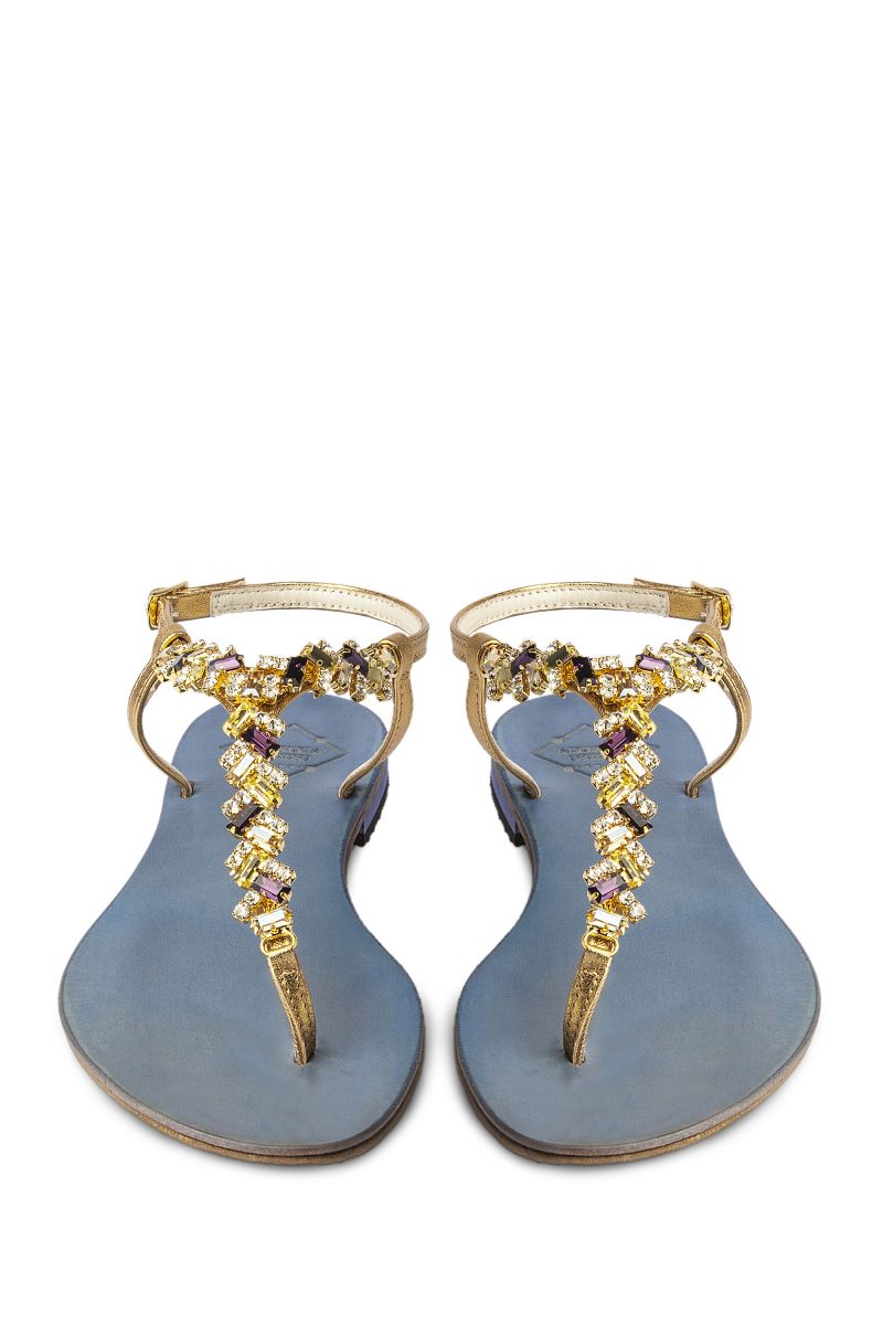 Crystal Embellished Sandal with Baguette Stones