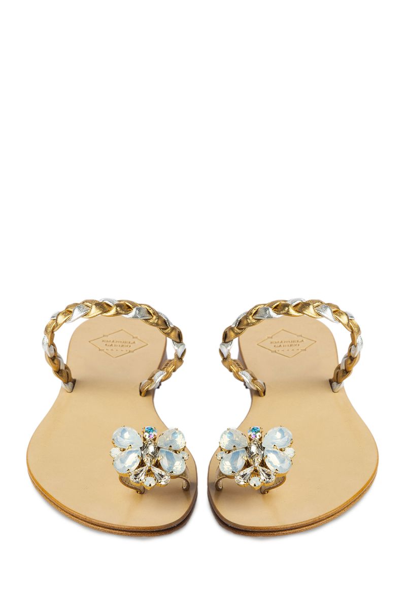 Crystal Embellished Sandal with Butterfly