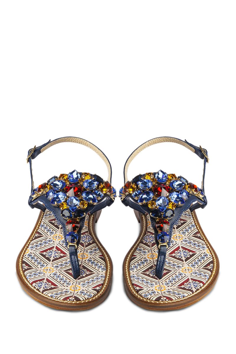 Crystal Embellished Sandal with Printed Sole