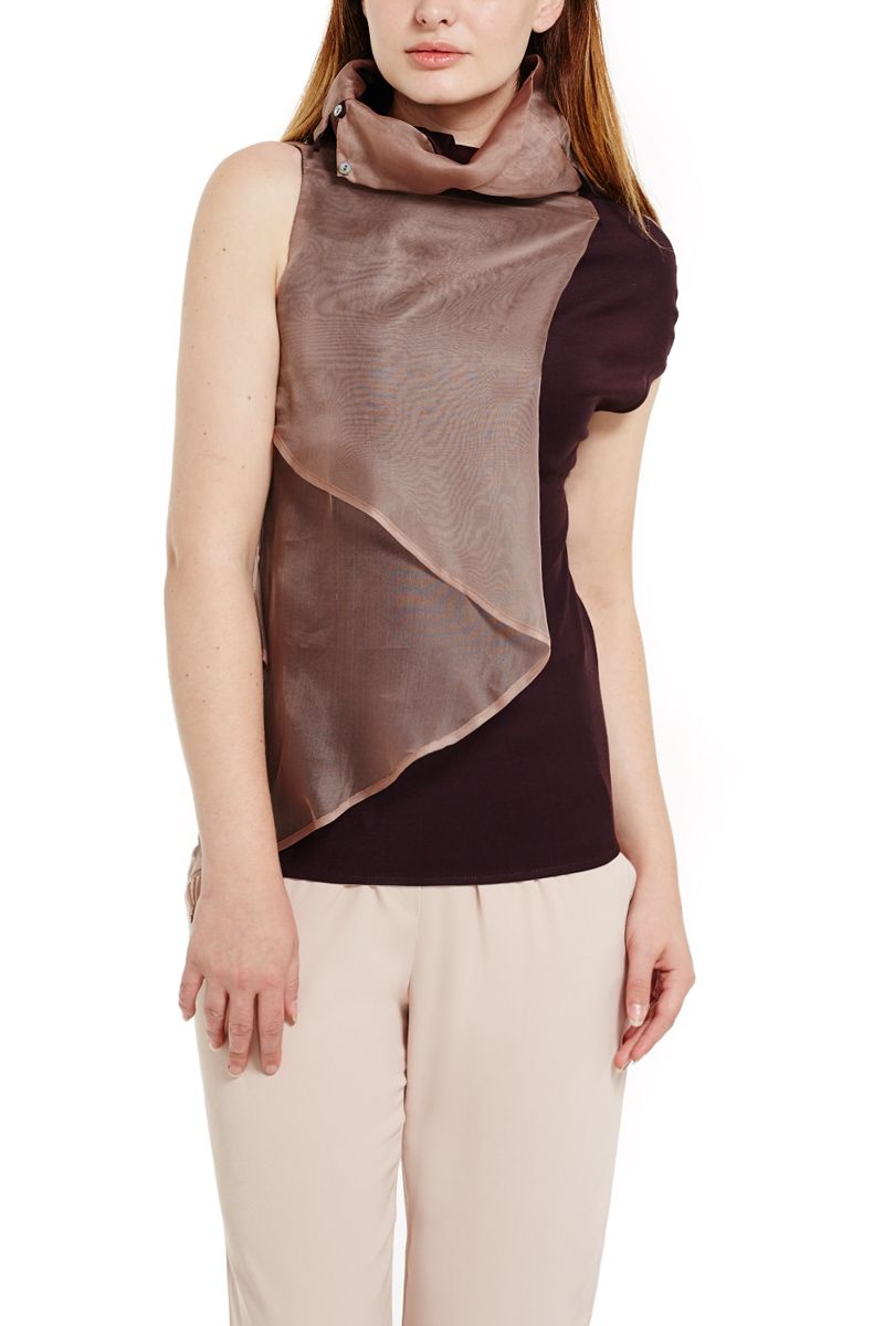 Asymmetric Top with Button Collar