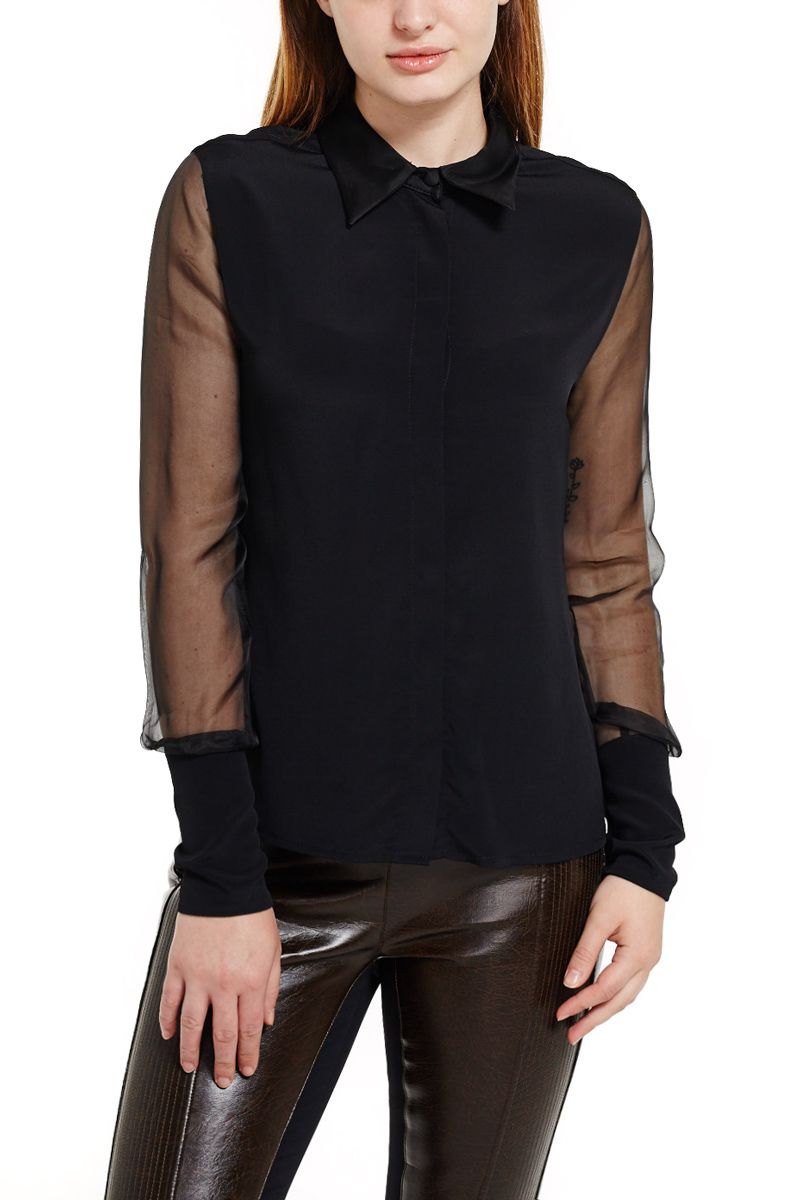 Blouse with Sheer Sleeves