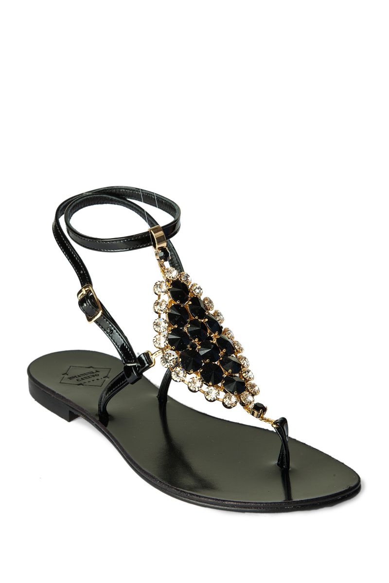 Crystal Embellished Sandal with Ankle Strap