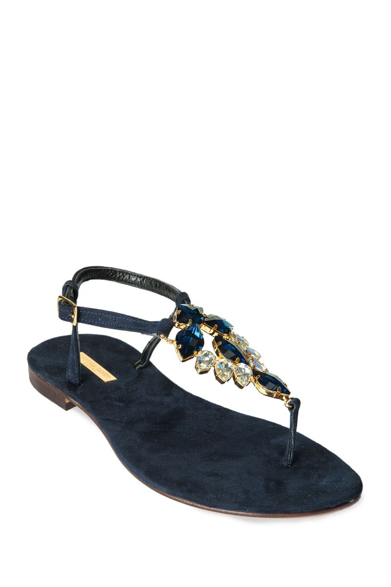 Crystal Embellished Sandal with Suede Sole