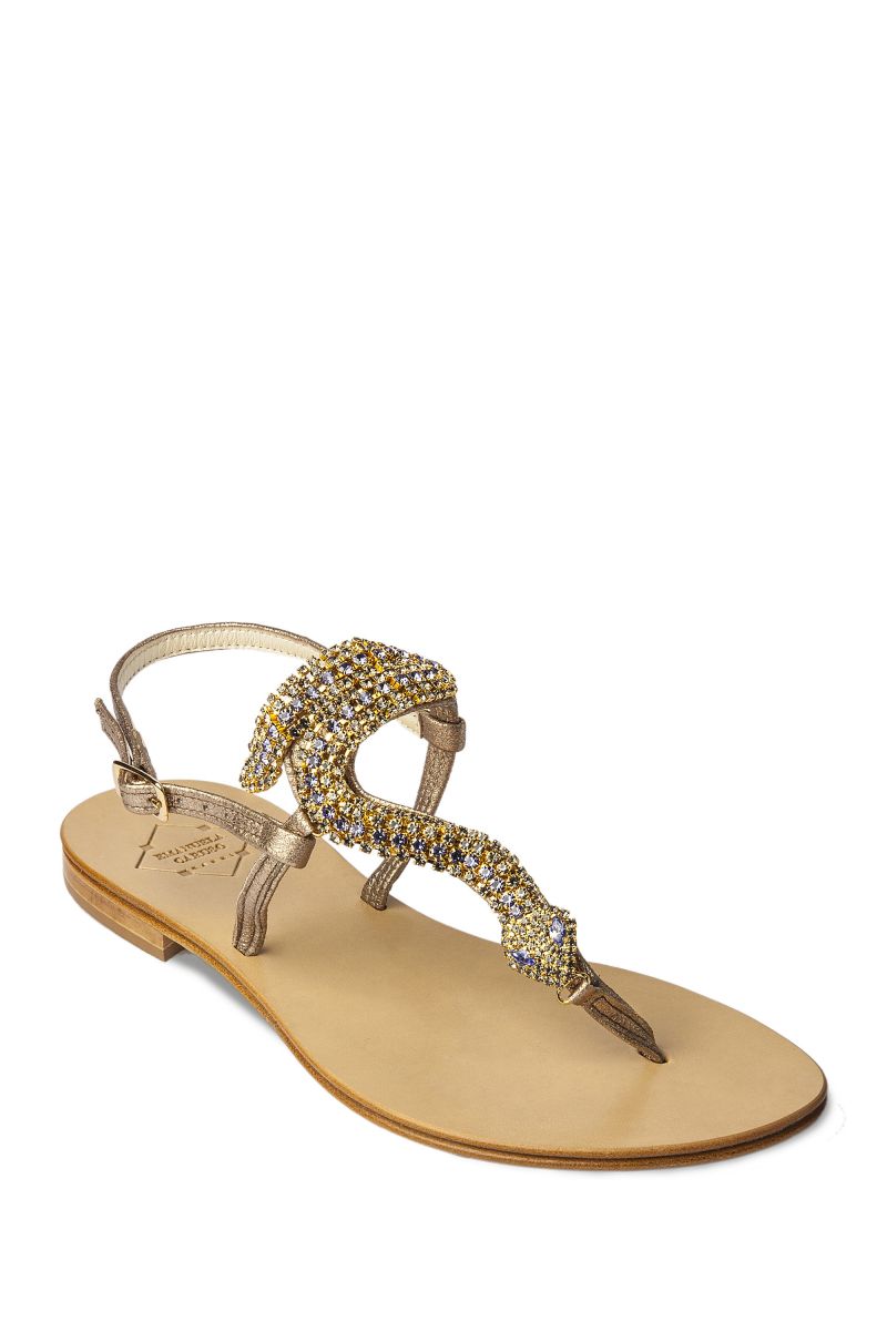 Crystal Embellished Sandal with Snake