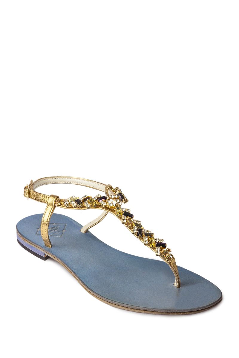 Crystal Embellished Sandal with Baguette Stones