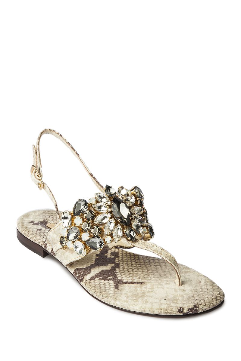 Crystal Embellished Snakeskin Sandal