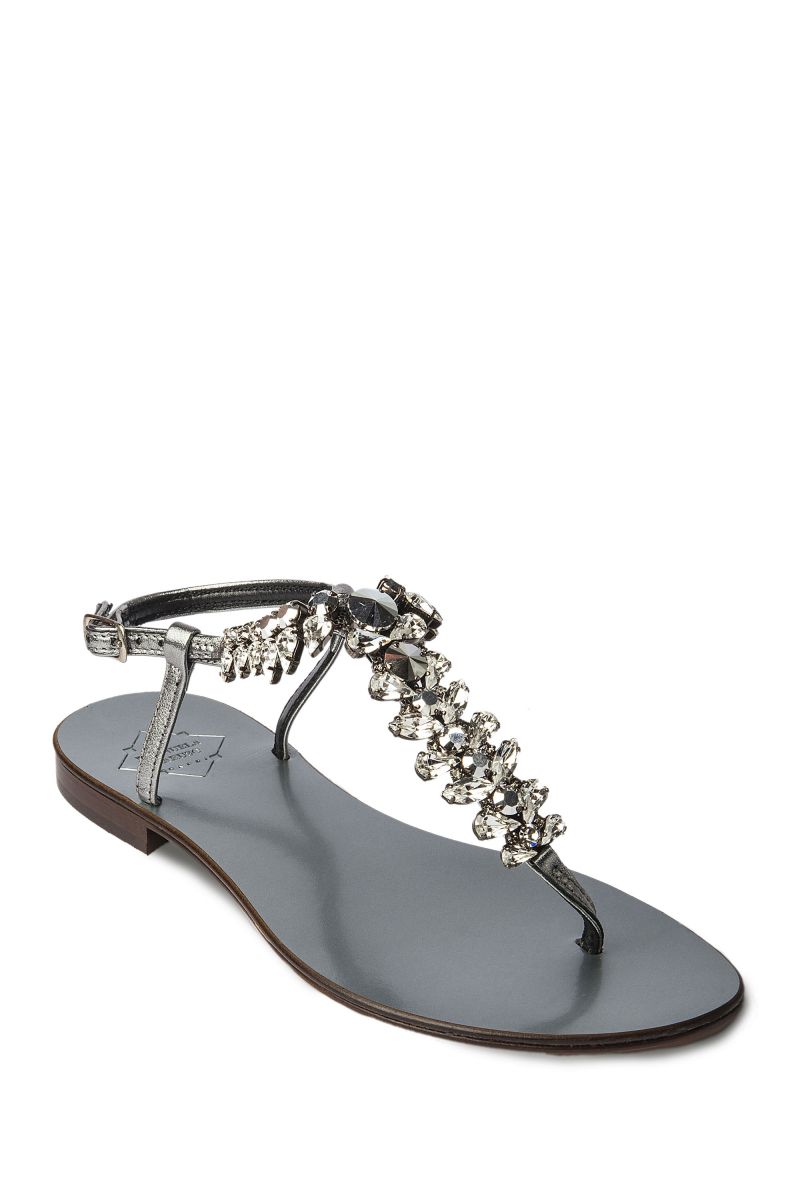 Crystal Embellished Sandal with Silver Strap