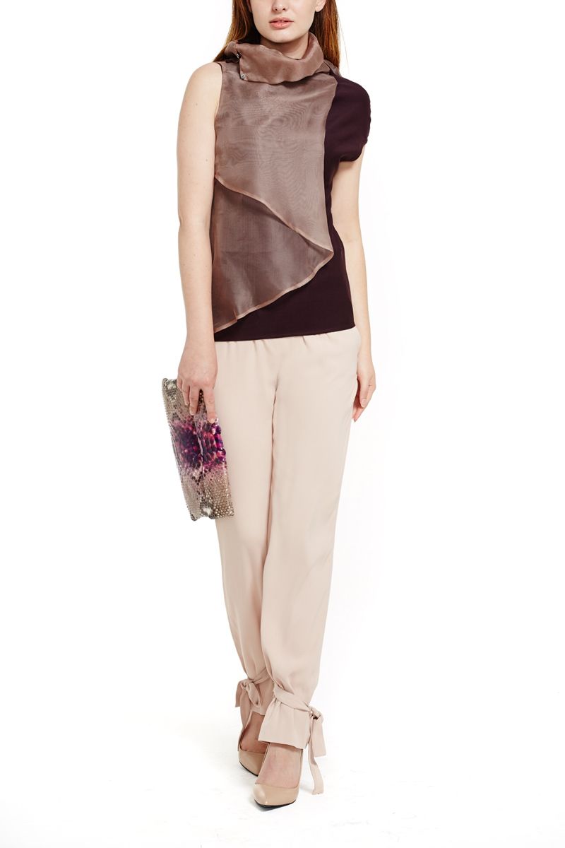 Asymmetric Top with Button Collar