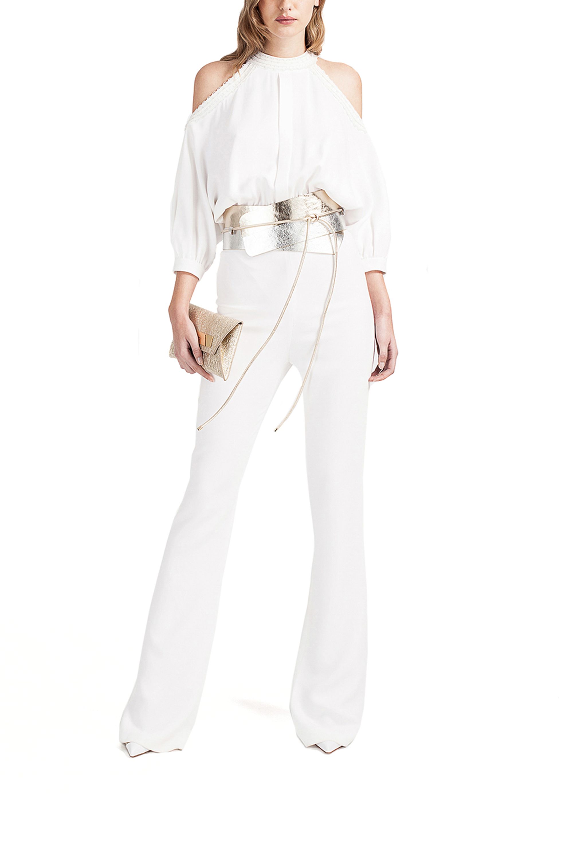 White cold shoulder discount jumpsuit