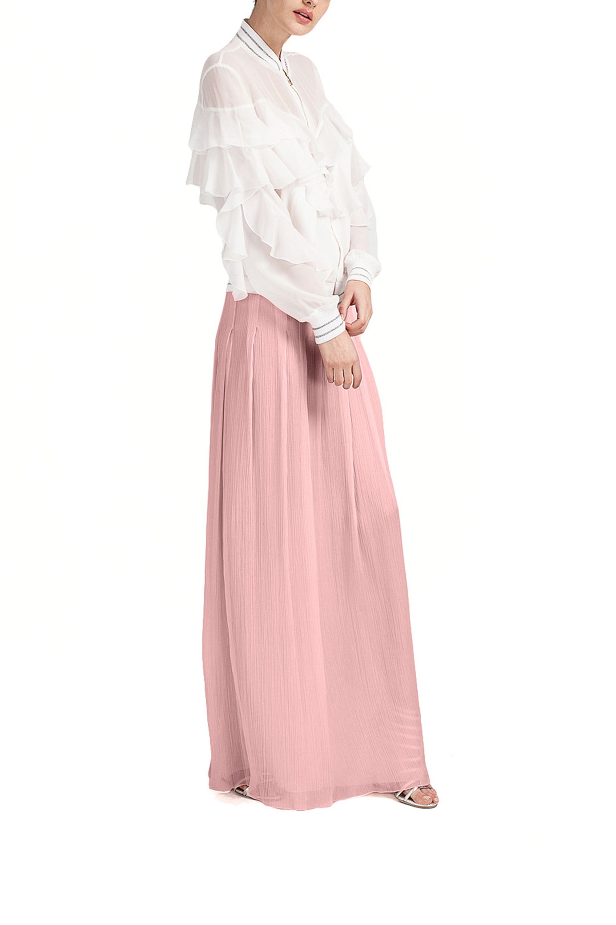 Pleated Crepe Maxi Skirt Modalta