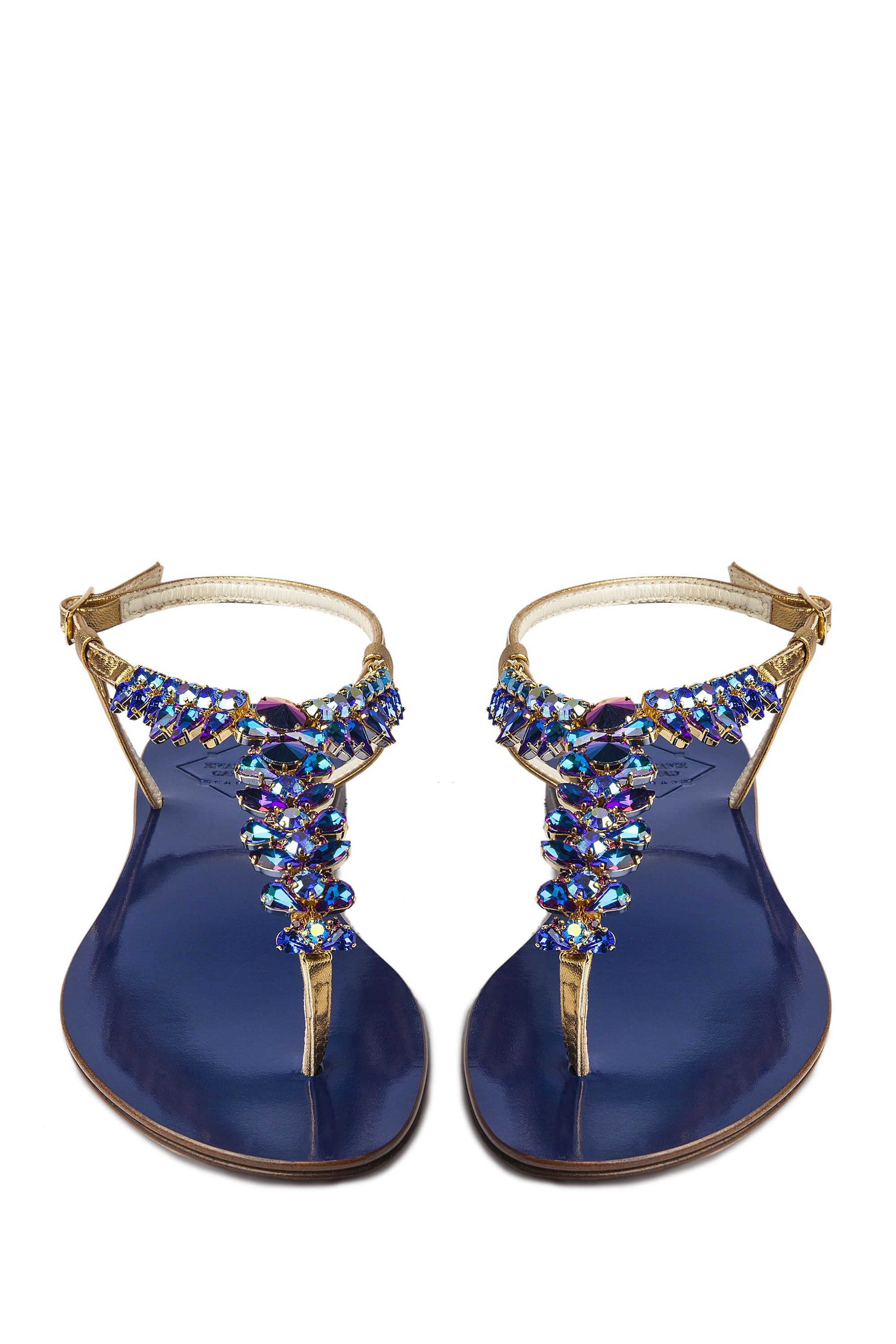 blue and gold sandals